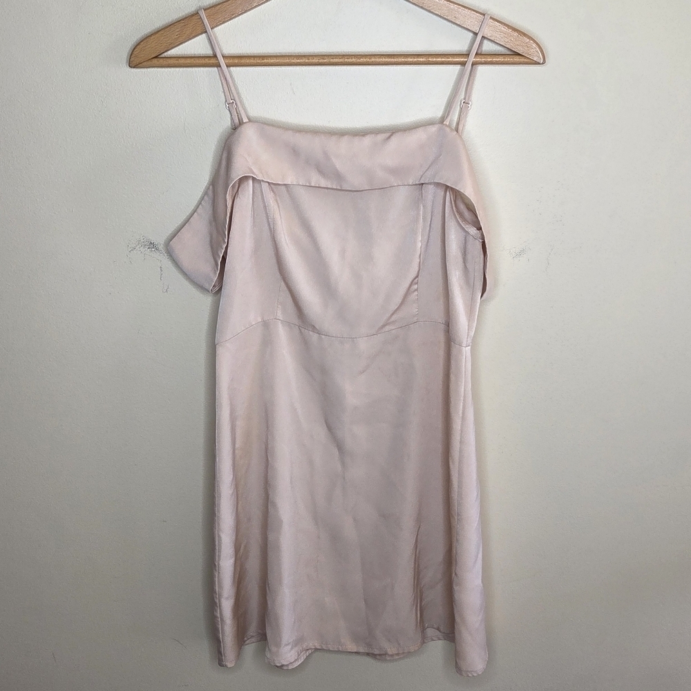 Rokoko by Dazz Champagne Spaghetti Strap Off The Shoulder Mini Dress Size Small
